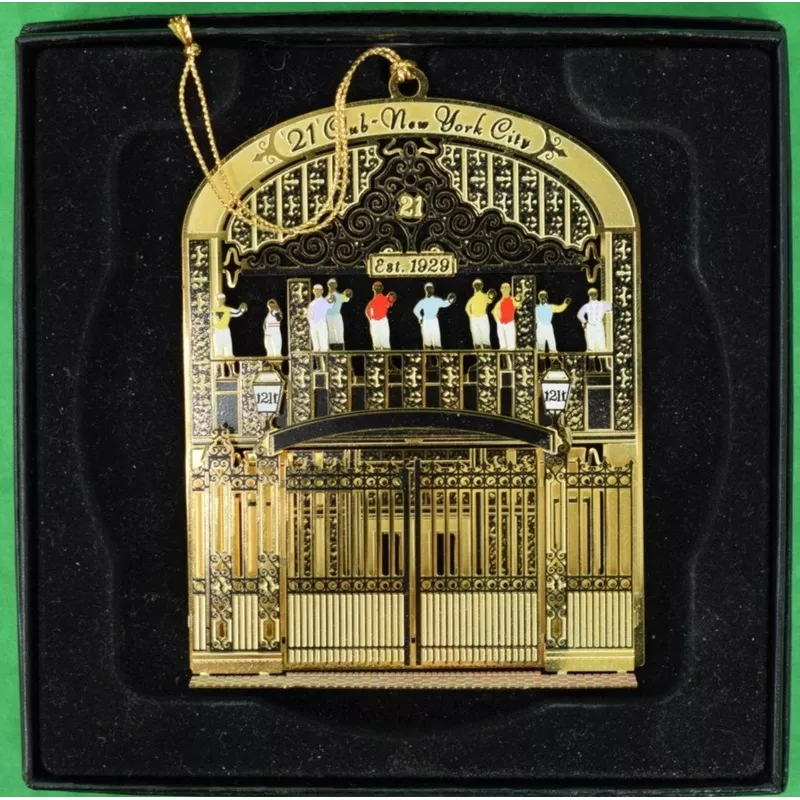 "21" Club Brass Iron Gate Jockey Mascot Christmas Ornament New In Box! (SOLD)