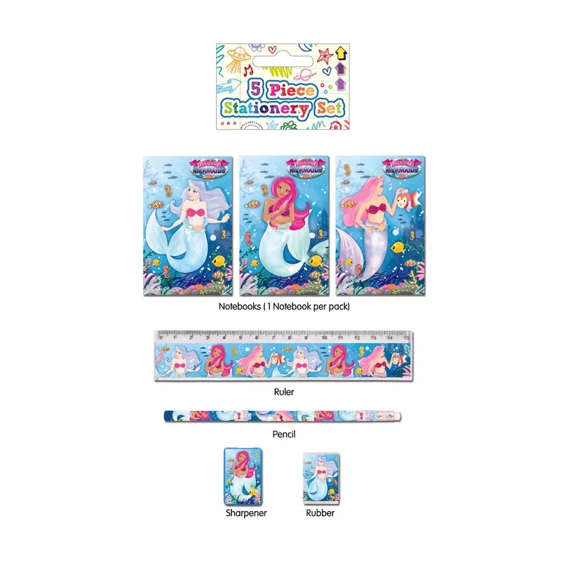 5 Piece Mermaid Stationery Set