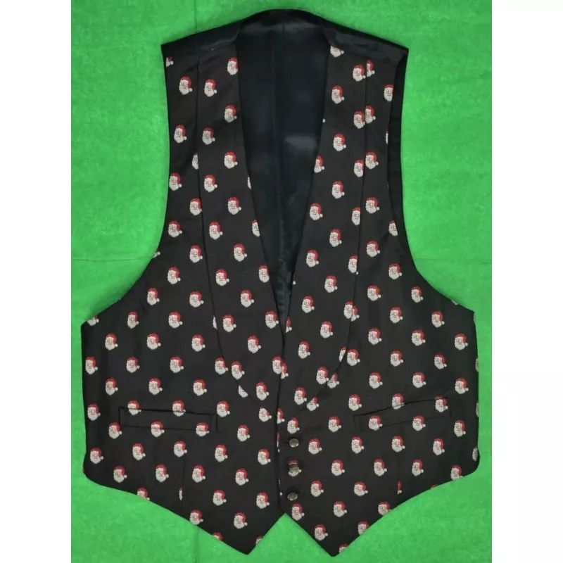 "Alan Flusser English Black Silk Santa Emb Shawl Collar Waistcoat/ Vest" Sz: 42R