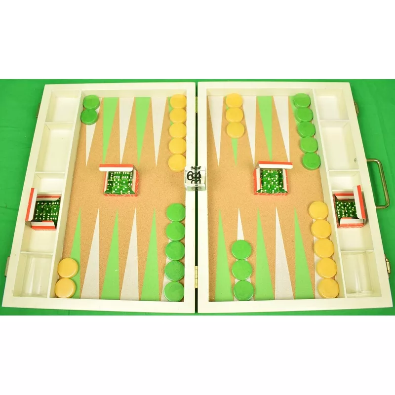 "Crisloid Backgammon Hand-Painted Cork Board Set" (SOLD)