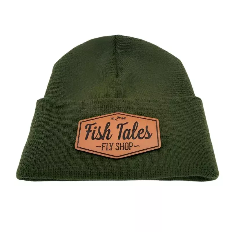 Fish Tales Beanie with Leather Patch