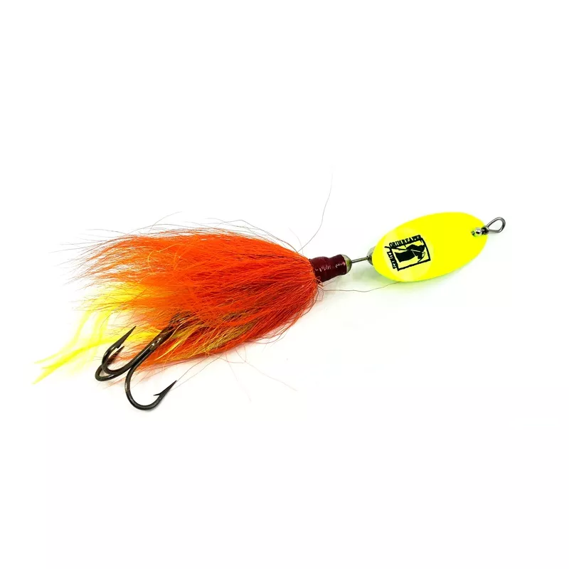 Grim Reaper Inline Spinner 1 2/5oz, Chartreuse Blade/Orange & Chartreuse Bucktail