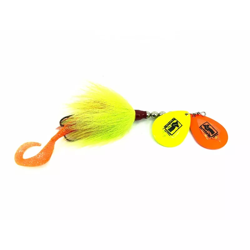 Grim Reaper Model 650 Double Flash Bucktail, Orange & Chartreuse Color