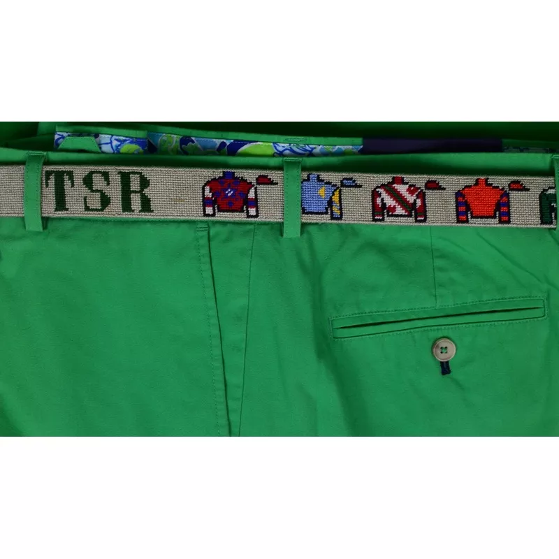 "Hand-Needlepoint w/ 12 Jockey Silks Belt" Sz 38 (SOLD)