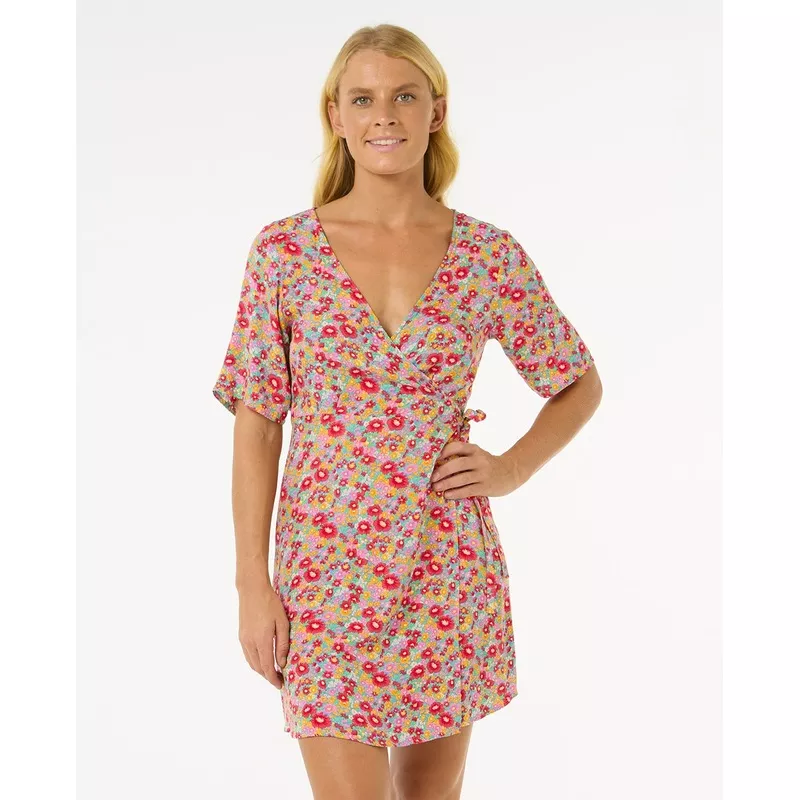 Las Dalias Ditsy Wrap Dress