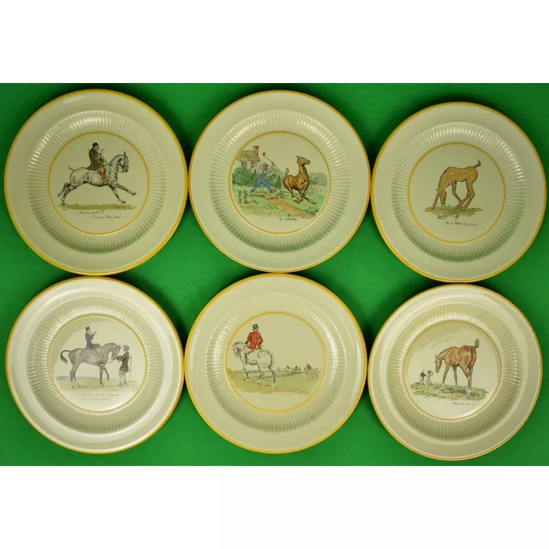 "Set x 6 Cyril Gorainoff Equestrian Hand-Painted Dinner Plates"