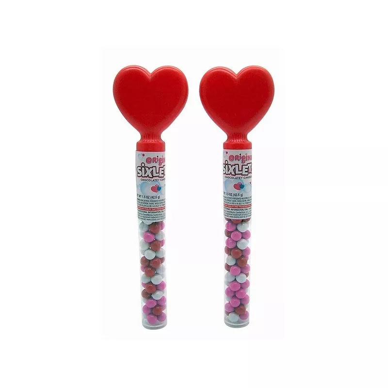 Valentine Sixlets Filled Cane with Heart Topper