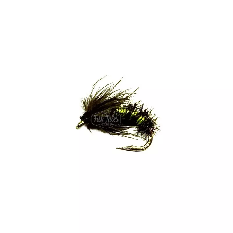 YFG Flies Dell's John Deer Caddis Nymph Chartreuse